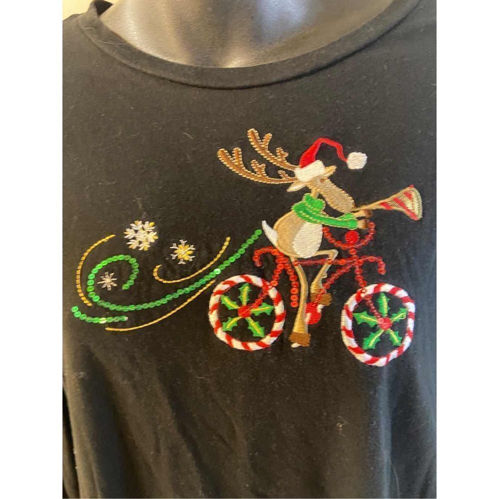 Christmas shirt XxL Reindeer Riding Bike Black Top
